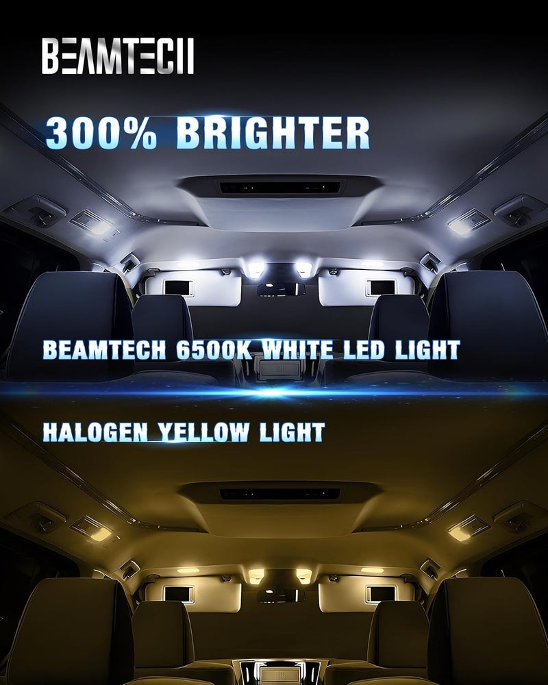BEAMTECH 194 LED Bulbs, 6500K White Light, 168 2825 W5W T10 LED Light Build-in CANBUS for Interior Dome Map Door License Courtesy Dash Lights, 10 Bulbs. - Image 3